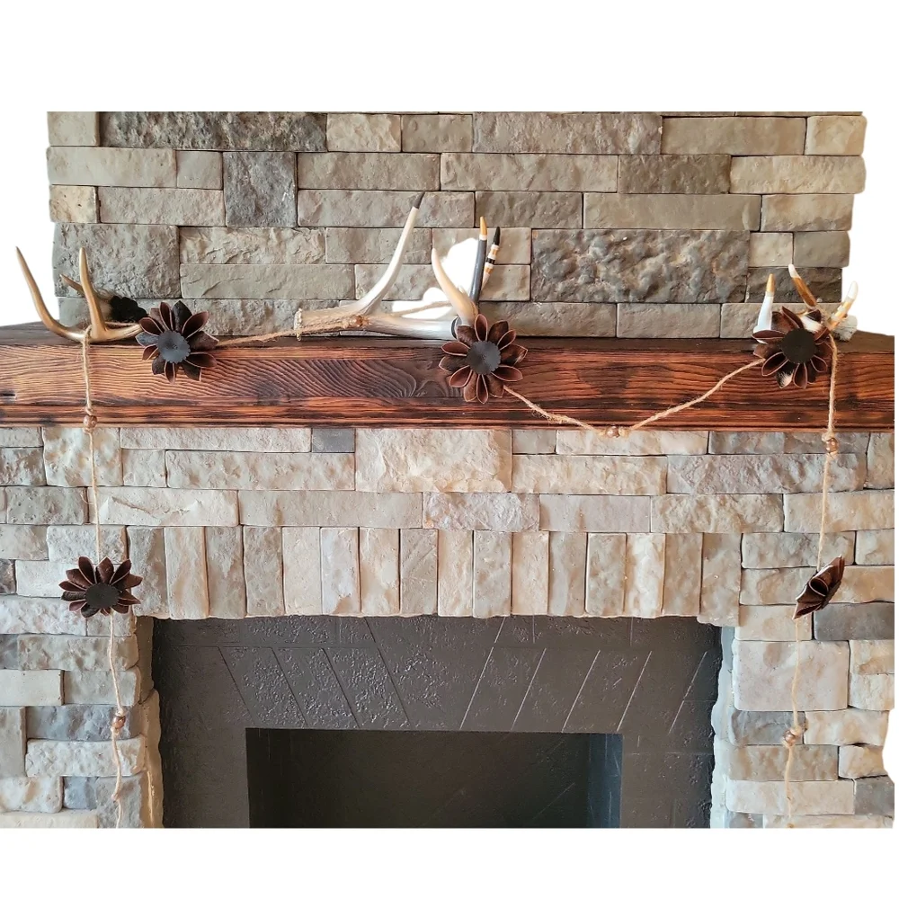 ​ Leather Flower Garland Hand Crafted Christmas Decor Unique Rustic Western